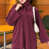 Button-up Collar Tencel Two-Piece Set Plum