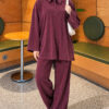 Button-up Collar Tencel Two-Piece Set Plum - Imagen 2
