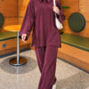 Button-up Collar Tencel Two-Piece Set Plum - Imagen 3