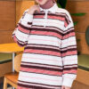 Button-up Horizontal Striped Tunic Brown - الصورة 3