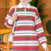 Button-up Horizontal Striped Tunic Red