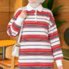 Button-up Horizontal Striped Tunic Red - Image 3