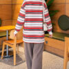 Button-up Horizontal Striped Tunic Red - Image 4