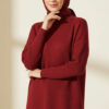 Long-Sleeve Knit Tunic with Drop Sleeve Details Burgundy