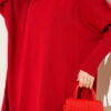 ⁦Long-Sleeve Knit Tunic with Drop Sleeve Details Red⁩ - الصورة ⁦4⁩