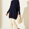 Long-Sleeve Knit Tunic with Drop Sleeve Details Navy Blue - immagine 2