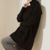 Long-Sleeve Knit Tunic with Drop Sleeve Details Black - immagine 2