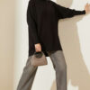 Long-Sleeve Knit Tunic with Drop Sleeve Details Black
