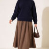Long-Sleeve Ribbed Knit Sweater with Cuffed Hem Navy Blue - Afbeelding 2
