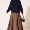 Long-Sleeve Ribbed Knit Sweater with Cuffed Hem Navy Blue - Afbeelding 4