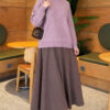 Long-Sleeve Ribbed Knit Sweater with Cuffed Hem Lilac - Afbeelding 2