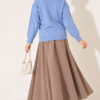Long-Sleeve Ribbed Knit Sweater with Cuffed Hem Blue – Bild 4