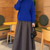 Long-Sleeve Ribbed Knit Sweater with Cuffed Hem Saxon Blue - immagine 2