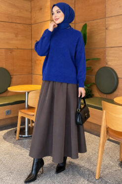 Alternative view of Long-Sleeve Ribbed Knit Sweater with Cuffed Hem Saxon Blue