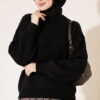 Long-Sleeve Ribbed Knit Sweater with Cuffed Hem Black – Bild 3