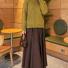 Long-Sleeve Ribbed Knit Sweater with Cuffed Hem Oil Green – Bild 2
