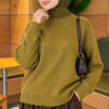 Long-Sleeve Ribbed Knit Sweater with Cuffed Hem Oil Green – Bild 3