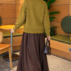 Long-Sleeve Ribbed Knit Sweater with Cuffed Hem Oil Green – Bild 4
