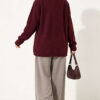 Off-Shoulder Button-Front French Terry Knit Cardigan Burgundy - Imagen 4
