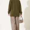 Off-Shoulder Button-Front French Terry Knit Cardigan Oil Green – Image 4