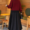 Off-Shoulder Thin Stripe Knit Sweater Anthracite - immagine 4