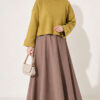 Off-Shoulder Loose-Fit French Terry Knit Sweater Oil Green - Image 3