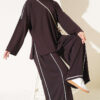 Off-Shoulder Two-Piece Set with Stripe Details Dark Brown
