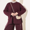 Off-Shoulder Two-Piece Set with Stripe Details Plum - Imagen 2