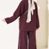Off-Shoulder Two-Piece Set with Stripe Details Plum - Imagen 3