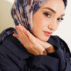 Marbled Pattern Shawl Navy Blue