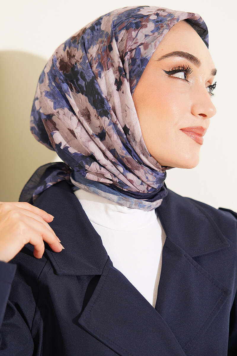 Marbled Pattern Shawl Navy Blue – Bild 2