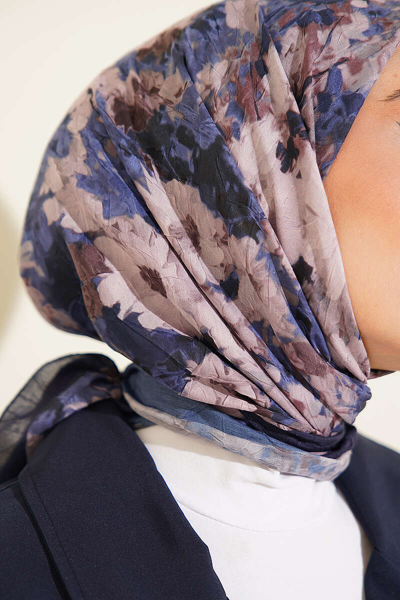 Marbled Pattern Shawl Navy Blue – Bild 4