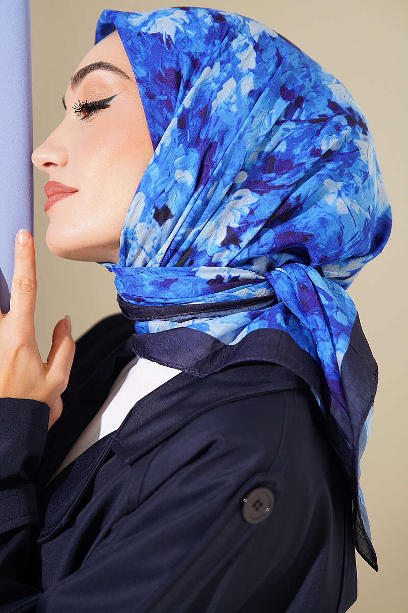 Marbled Pattern Shawl Navy Blue – Bild 6