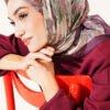 Marbled Pattern Shawl Plum - الصورة 2