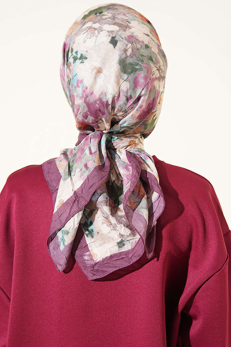 Marbled Pattern Shawl Plum - الصورة 3
