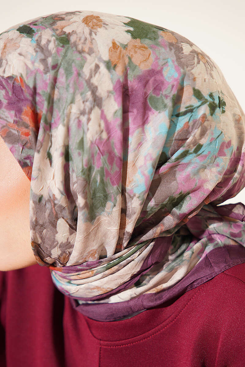 Marbled Pattern Shawl Plum - الصورة 4
