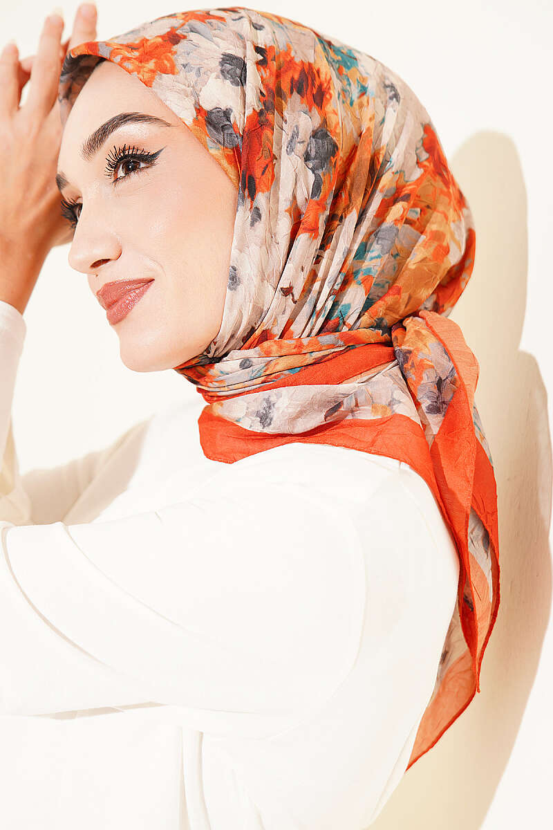 Marbled Pattern Shawl Orange