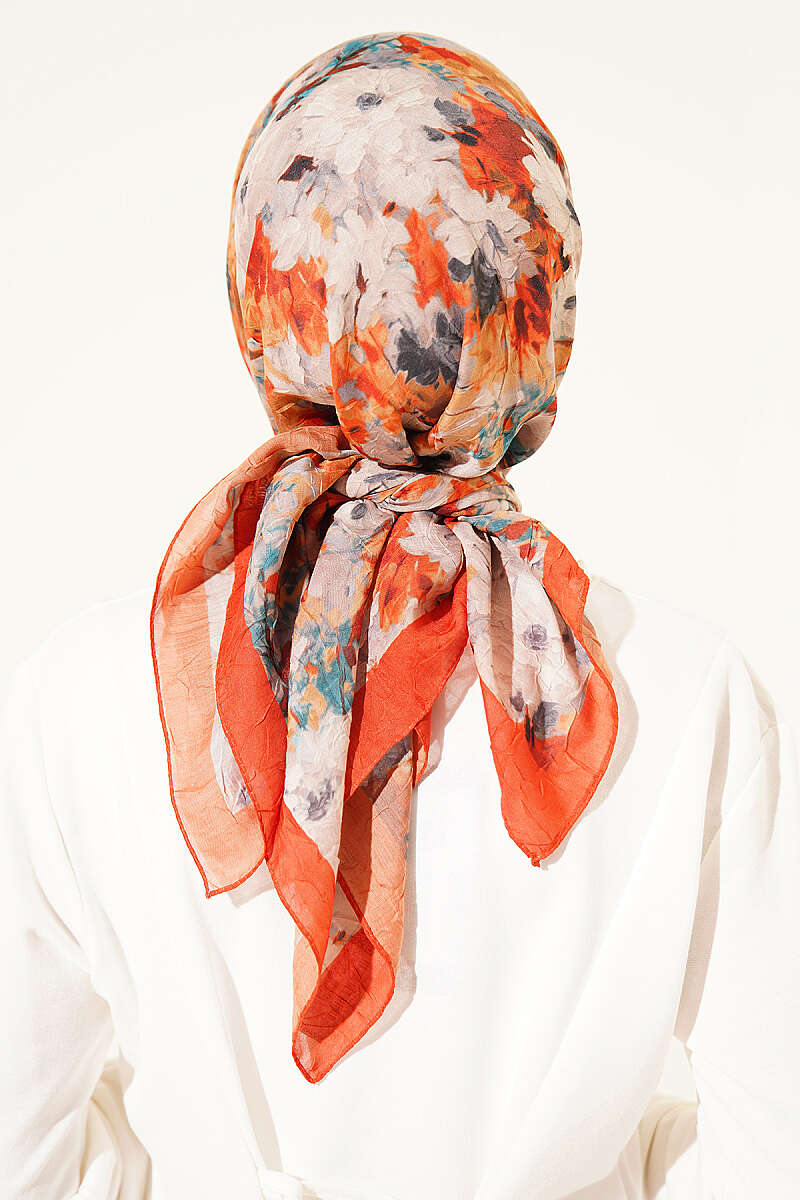 Marbled Pattern Shawl Orange - الصورة 3