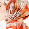 Marbled Pattern Shawl Orange - الصورة 4