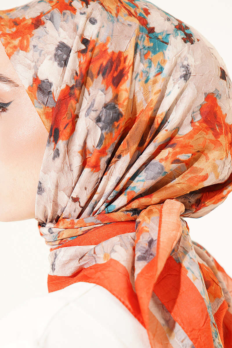 Marbled Pattern Shawl Orange - الصورة 4
