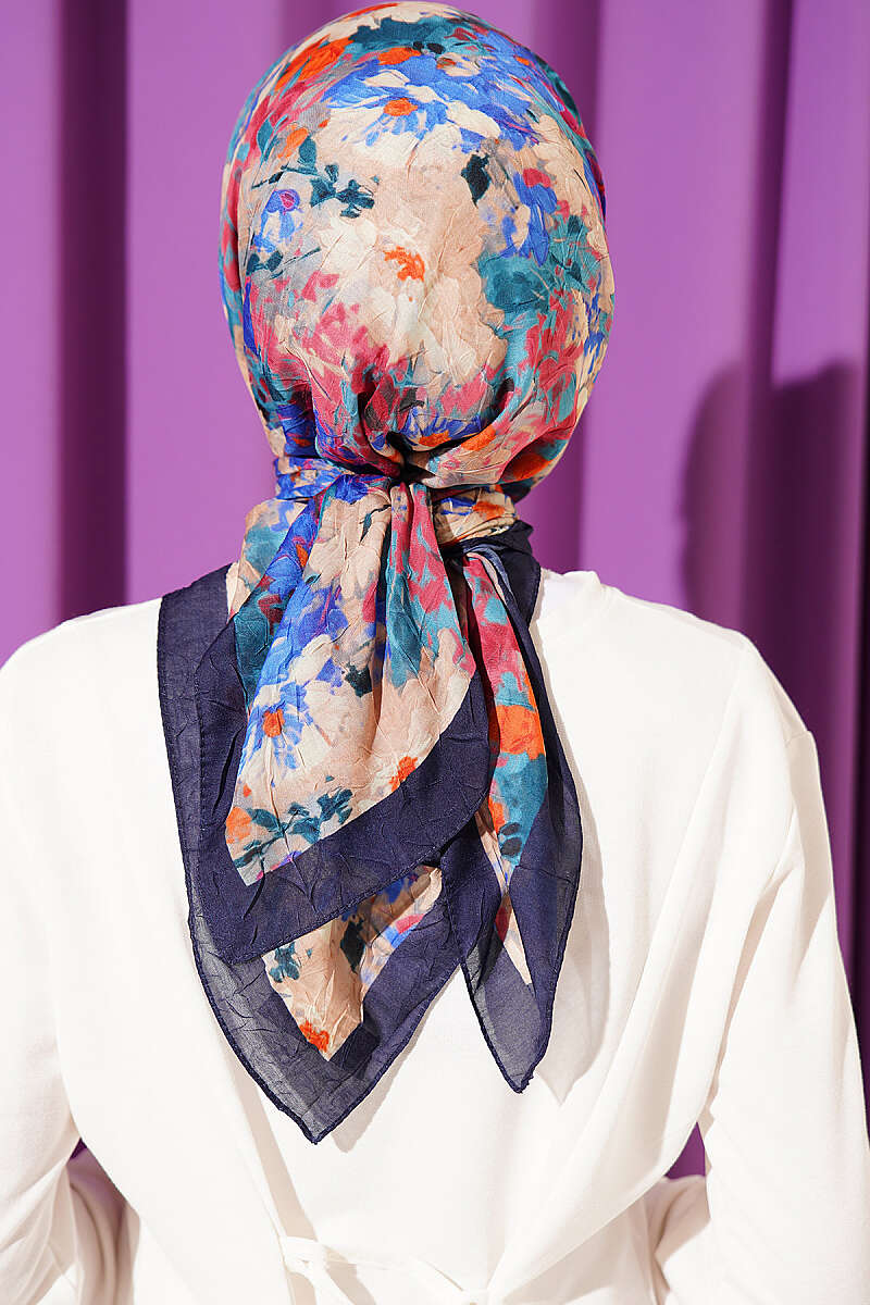 Marbled Pattern Shawl Parliament Blue - Image 3