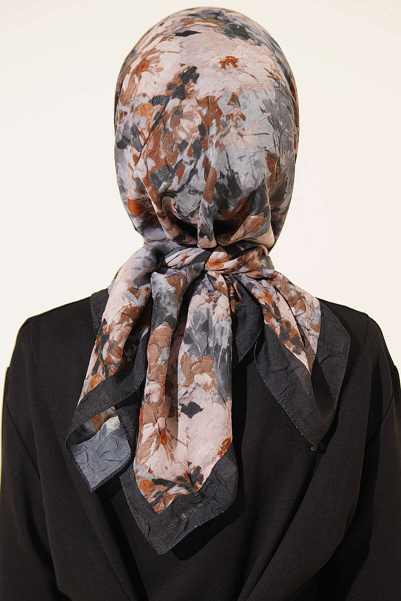 Marbled Pattern Shawl Black - الصورة 3