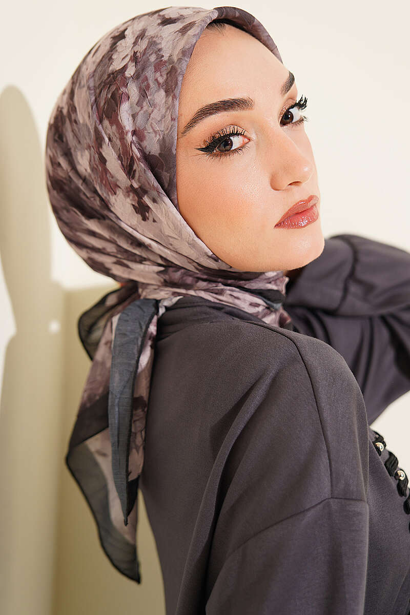 Marbled Pattern Shawl Black - الصورة 6