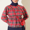 Plaid Gathered Detail Shirt Red