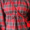 ⁦Plaid Gathered Detail Shirt Red⁩ - الصورة ⁦4⁩