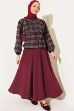 Alternative view of Plaid Gathered Detail Shirt Black