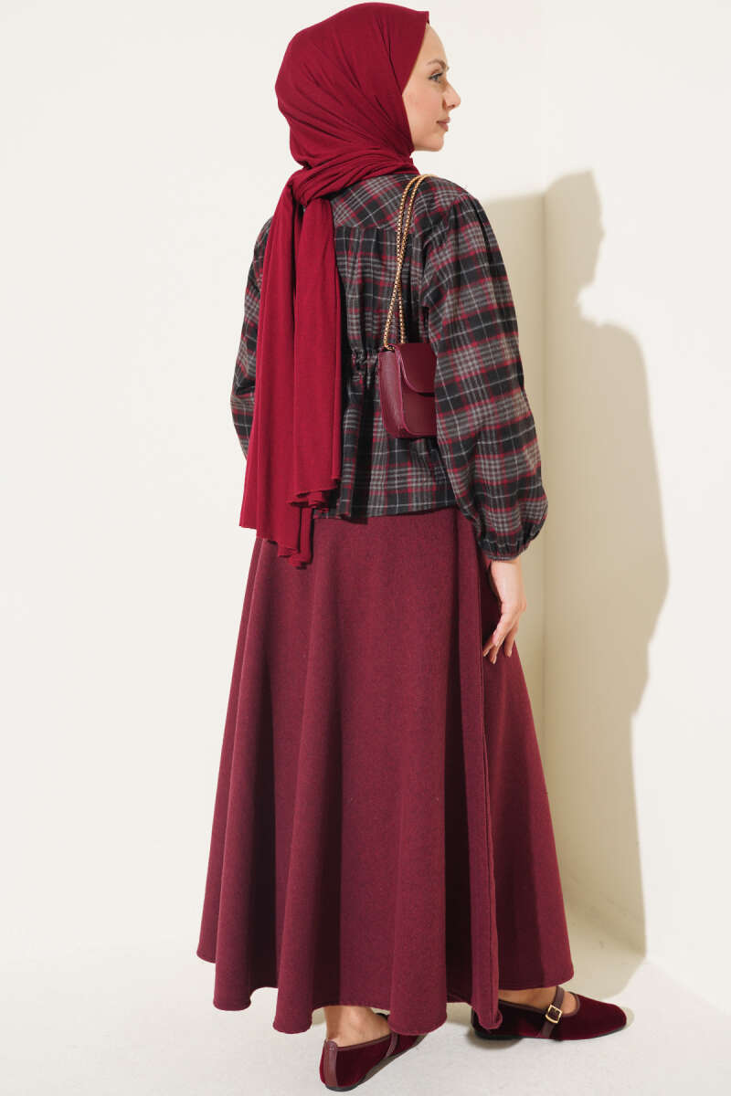 Plaid Gathered Detail Shirt Black - immagine 3