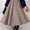 Plaid Pattern Flared Hem Skirt Beige - Imagen 5