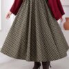 Plaid Pattern Flared Hem Skirt Khaki - Afbeelding 2