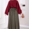 Plaid Pattern Flared Hem Skirt Khaki - Afbeelding 6